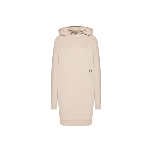 ARMANI EXCHANGE Темно-бежевое Женское Длинное Платье с Рукавами