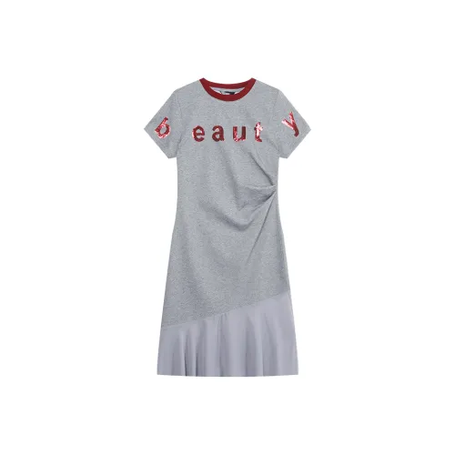 LOUISY AO Короткий рукав Платье Женское Серое
