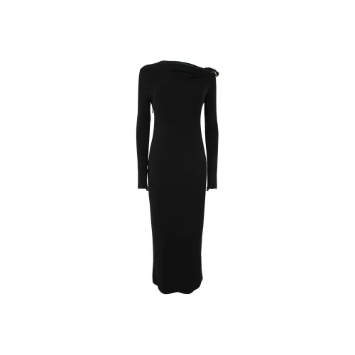 VERSACE Длинное платье с длинными рукавами женское черное