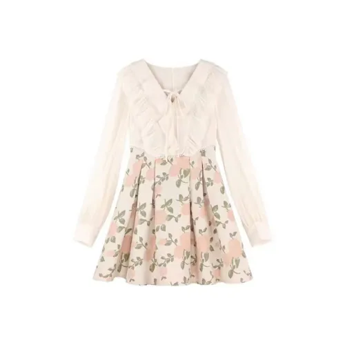 Lookinto Длинное платье с длинными рукавами женское многоцветное