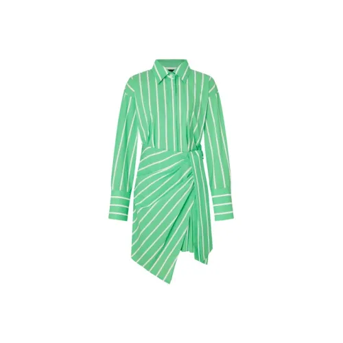 MO&CO Зеленый Белый Полосы Женские Длинные Платья с Рукавами