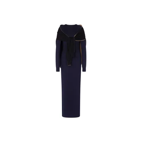 MOSCHINO Длинное платье с длинными рукавами женское морской синий