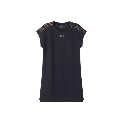 EMPORIO ARMANI EA7 Синий черный Женские Короткие Платья с рукавами