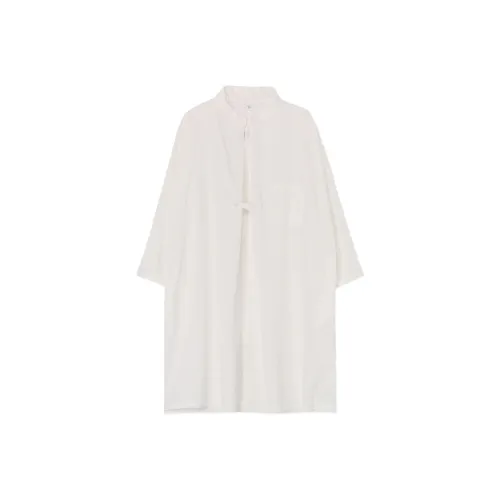 Yohji Yamamoto Белые Женские Длинные Платья с Длинными Рукавами