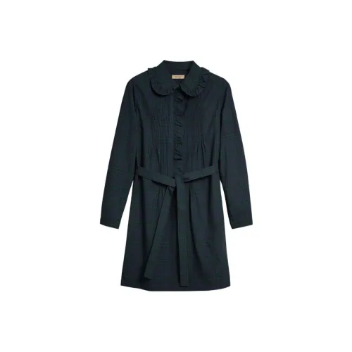 Burberry Длинное платье с длинными рукавами женское многоцветное