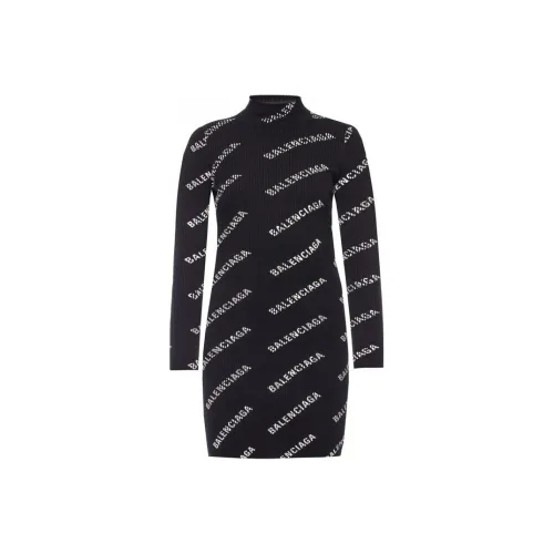 BALENCIAGA Черное Женское Длинное Платье с Рукавами