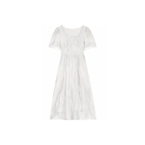 Yvetteclassic Короткий рукав Платье Женское Белое