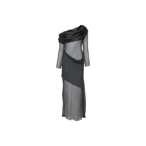 Christopher Esber FW24 Длинное платье с длинным рукавом женское серое