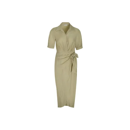 Little Pull Короткий рукав Платье Женское Миндально-желтый