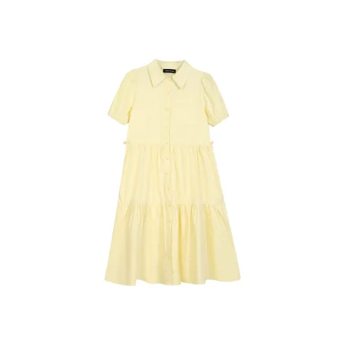 EIDOLON GRAIN Короткий рукав Платье Женское Желтое
