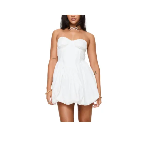 PRINCESS POLLY ZAFIRA FRILL Без бретелей Пузырьки Подол Мини Платье Без рукавов Платье Женское Белое White