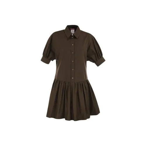 MaxMara Studio Короткое платье с короткими рукавами женское коричневое