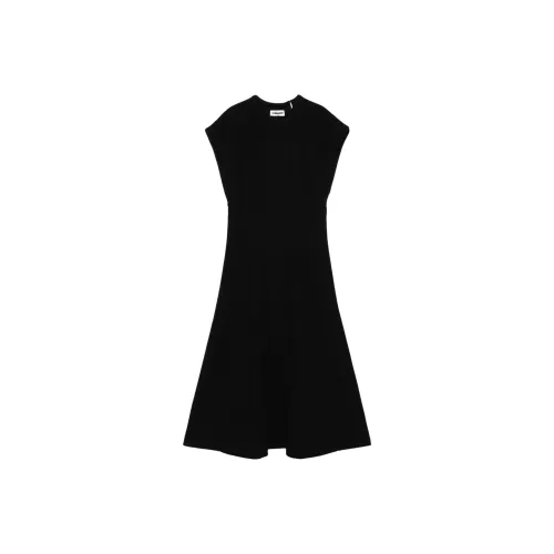 JIL SANDER Черное Женское Короткое Платье с Рукавами