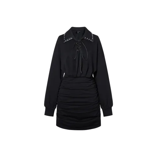 I'M ONE Длинное платье с длинными рукавами женское черное