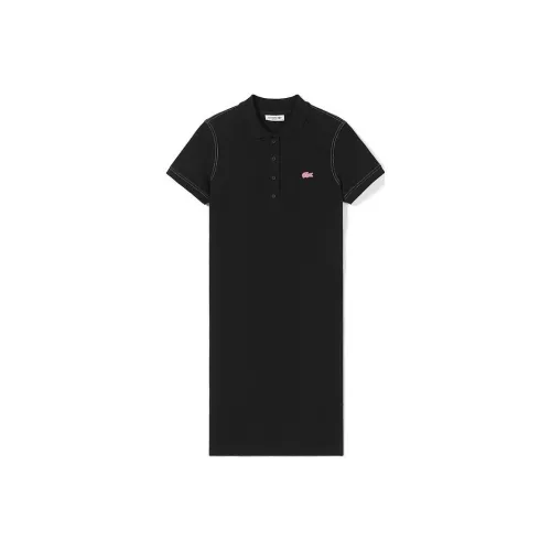LACOSTE Черное Женское Платье с Коротким Рукавом