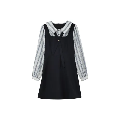 Длинное платье с длинными рукавами женское LAGOM островной синий