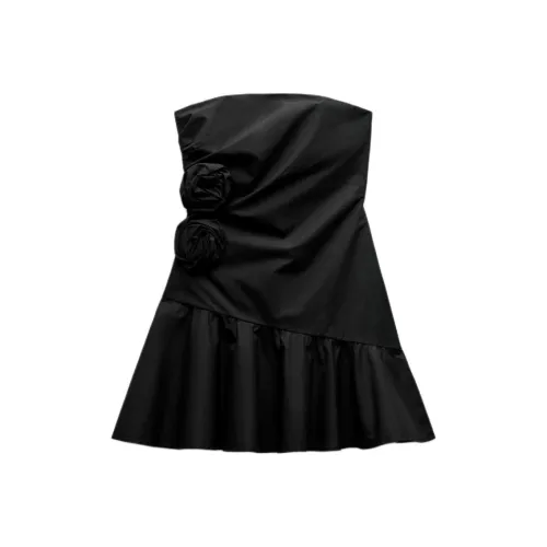 ZARA Без рукавов Платье Женское Черное