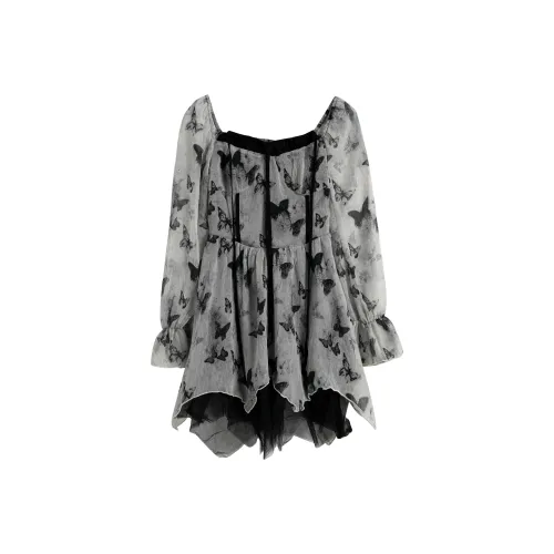 UPNANAWANG Длинное платье с длинными рукавами женское черное