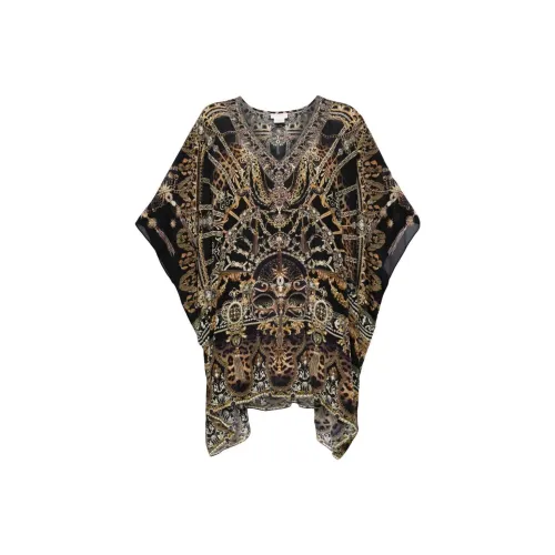 CAMILLA SS24 Короткое платье с короткими рукавами женское черное