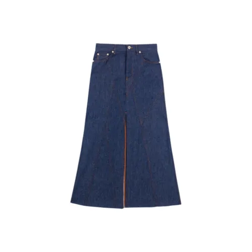 Maje Denim Long Skirt Women's Dark Blue