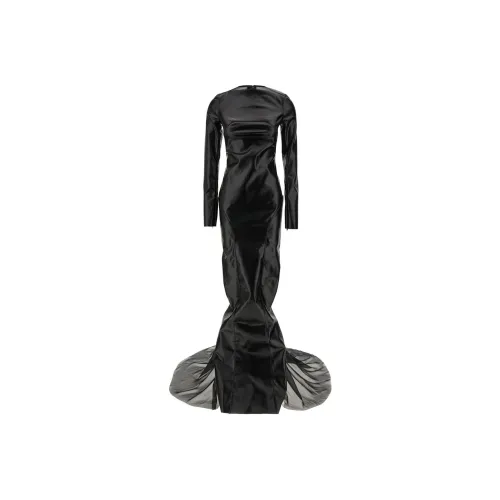 RICK OWENS Черные Женские Длинные Платья с Длинными Рукавами