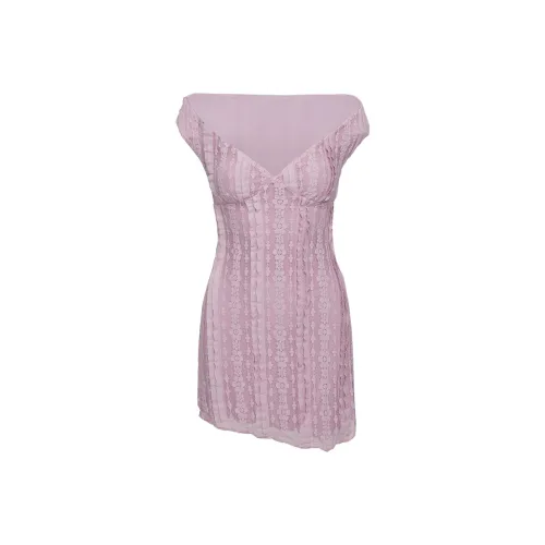 PRINCESS POLLY Breezy OFF THE Плечо Мини Платье Короткий Рукав Платье Женское ЛИЛОВЫЙ Светло-фиолетовый
