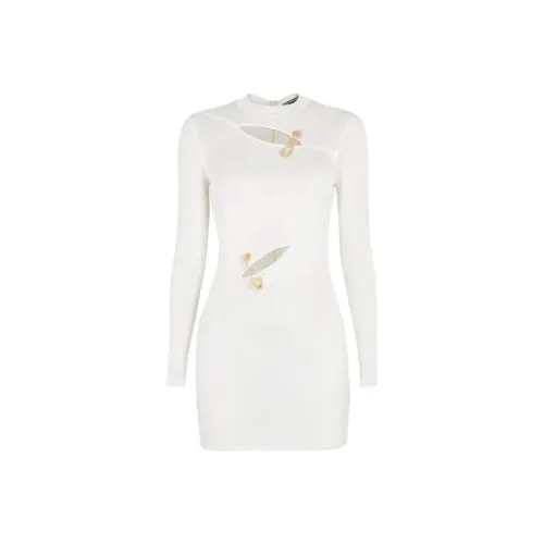 FENDI Белое Женское Длинное Платье с Рукавами
