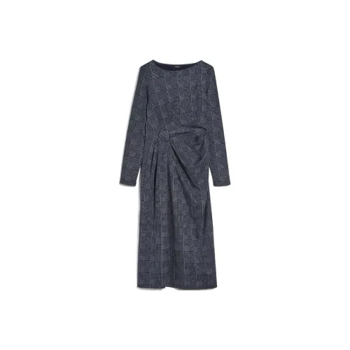 WEEKEND MaxMara Серое Женское Длинное Платье с Рукавами
