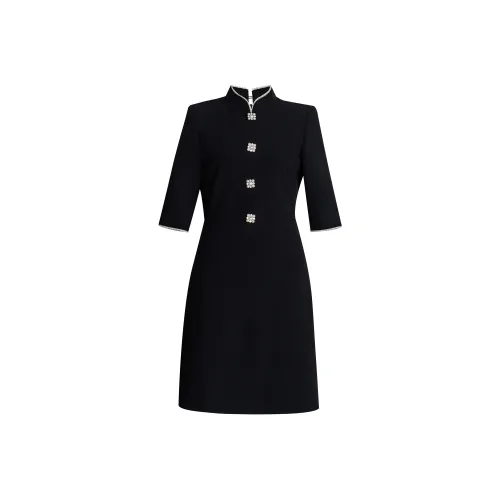 ROEYSHOUSE Короткое платье с короткими рукавами женское черное