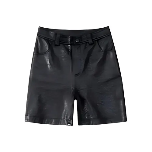 MINNANHUI Кожаные брюки женские черные