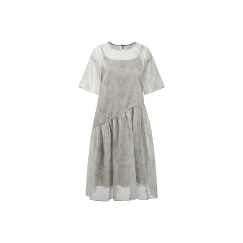 THE SEA LIFE Короткое платье с короткими рукавами женское мерцающий зеленый