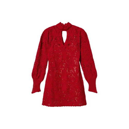 TWINSET Milano FW24 Длинное платье с длинным рукавом женское красное