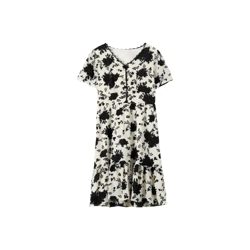 ONE PASS STUDIO Короткий рукав Платье Женское Черное