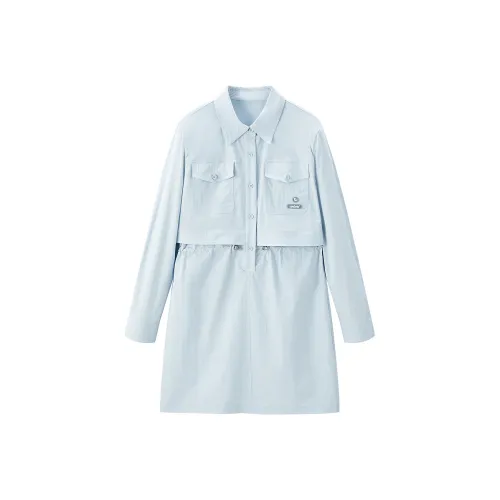 LEDIN Длинное платье с длинными рукавами женское ледяной росистый синий