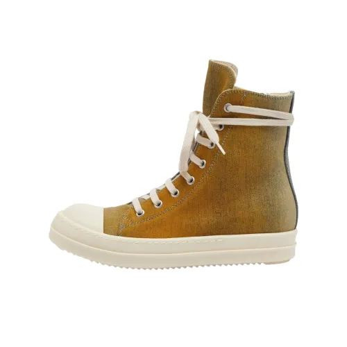 Rick Owens DRKSHDW High Top Canvas Shoes Yellow Blue Women's