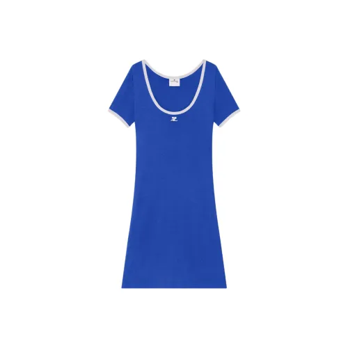 COURREGES Saphir Pearl/Sapphire Blue Pearl Женские Короткие Платья с Длинными Рукавами