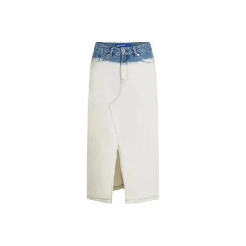 KARL LAGERFELD SS25 Denim Long Skirt Women's White