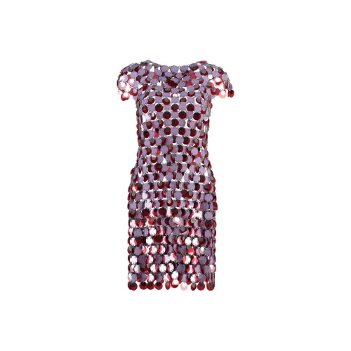 Paco Rabanne Короткий рукав Платье Женское Розово-красное