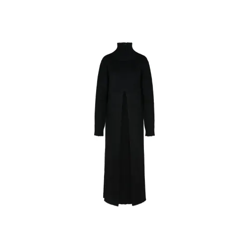 JIL SANDER Черное Женское Длинное Платье с Рукавами