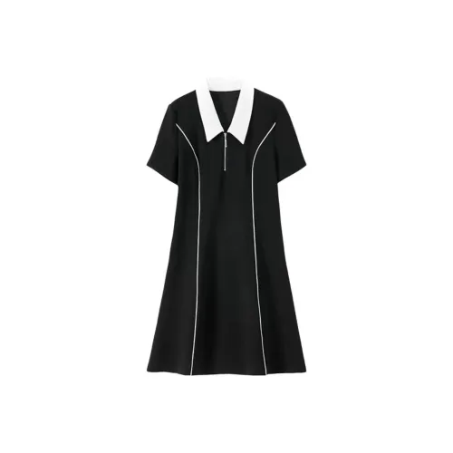 SHIRAN Короткий рукав Платье Женское Спокойный черный