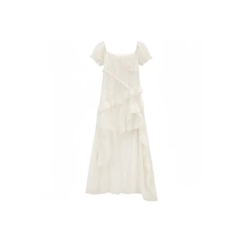 MIMOSA CHUR Короткий рукав Платье Женское Абрикос