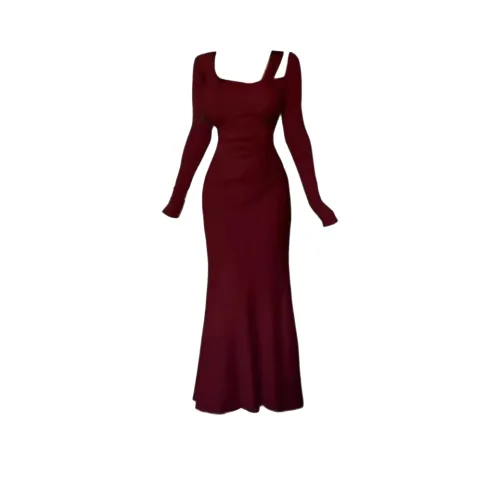 AFGGD Длинное платье с длинными рукавами женское красное