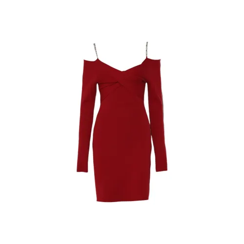 DPLAY Длинное платье с длинными рукавами женское Анкора красный