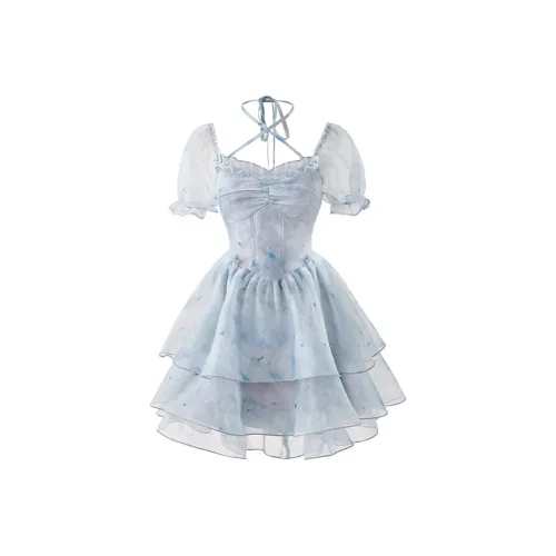 Бренд Cotton Shopping Короткий рукав Платье Женское Пыльно-синий