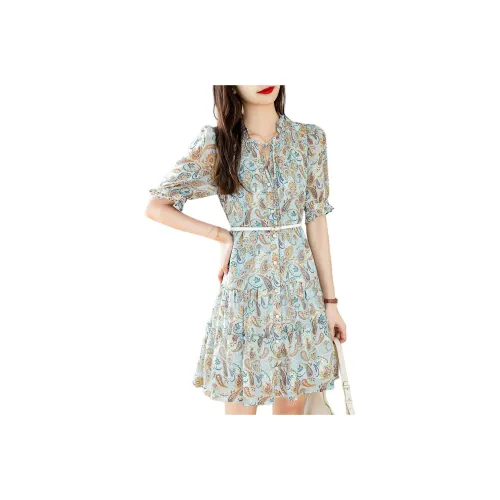 Like The Age Of Water Короткий рукав Платье Женское Многоцветное