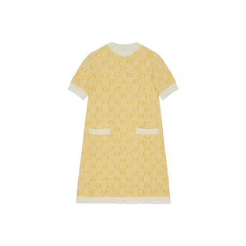 GUCCI SS24 Короткое платье с короткими рукавами женское желтое