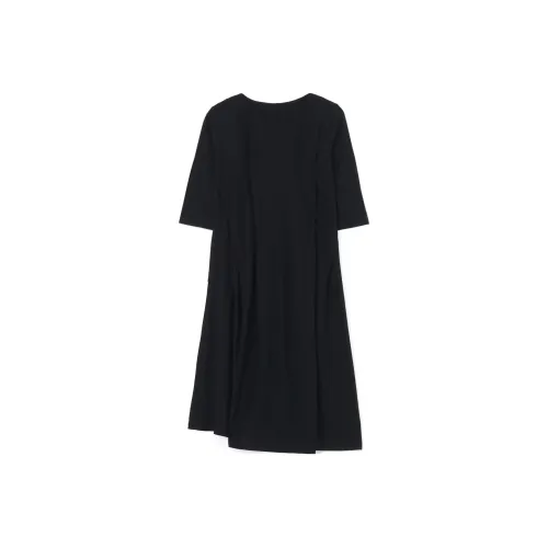 Yohji Yamamoto Черные Женские Короткие Платья с Короткими Рукавами