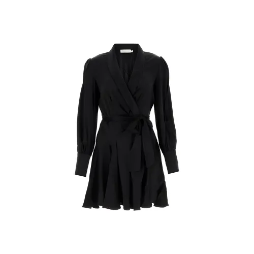 Zimmermann Длинное платье с длинными рукавами женское черное