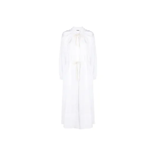 JIL SANDER Белое Женское Длинное Платье с Рукавами