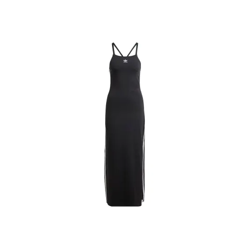 Adidas Originals ADICOLOR 3 STRIPES Maxi Dress Slip Dress Women's Black